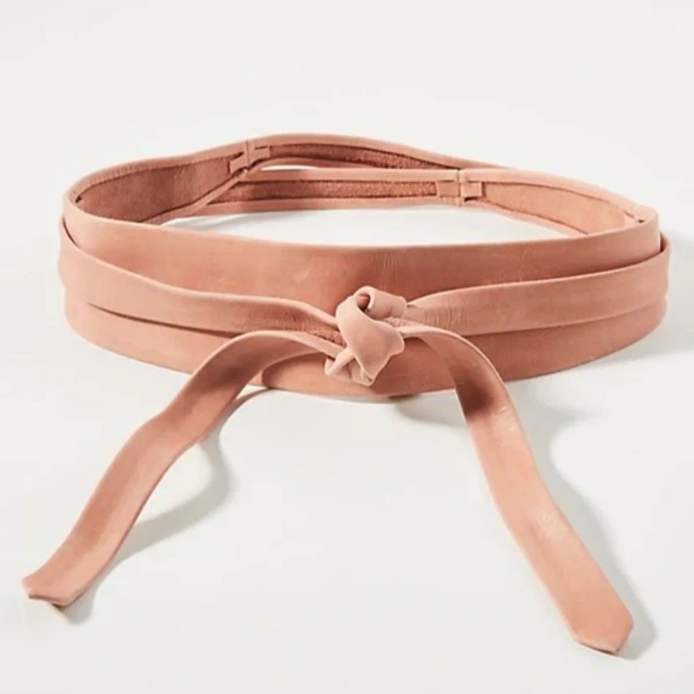 ADA Collection Tan Rose Genuine Leather Wrap Obi Belt Made in Argentina OS